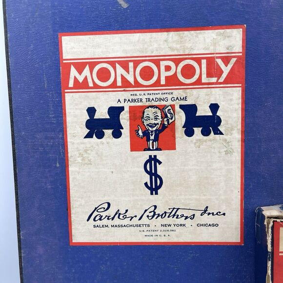 Vintage 1940s Monopoly Original Board Game Wooden Pieces Money Cards Rules - Picture 8 of 16